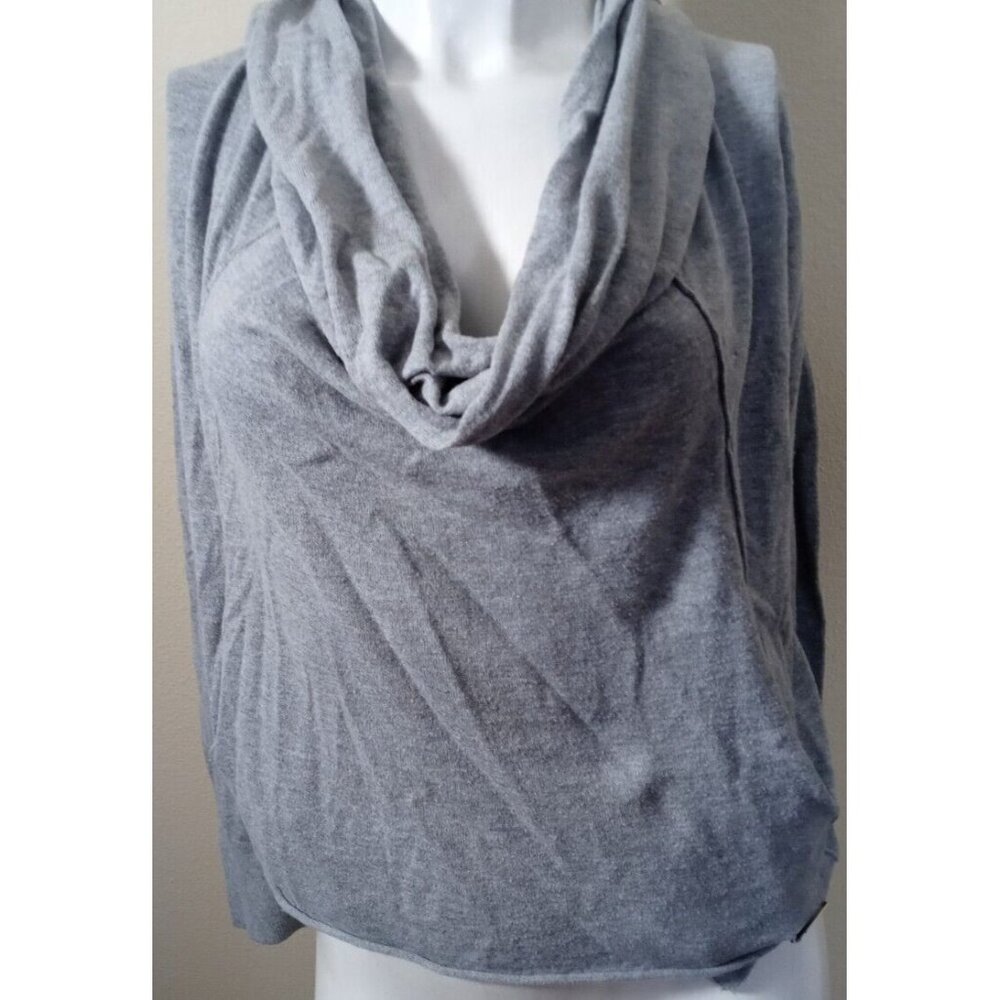 Michael Kors Sweater Womens S neck with scarf Long Sleeve Gray Shirt Soft pocket